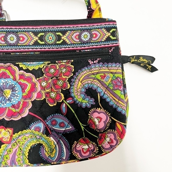 Vera Bradley Womens Black Floral Symphony In Hue Little Flap Hipster Crossbody - Picture 3 of 9